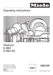 Miele G892-3 Operating instructions