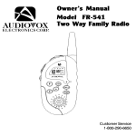 Audiovox FR-541 Owner`s manual