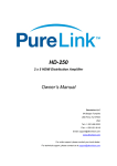 PureLink HD-250 Owner`s manual