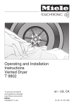 Operating and Installation Instructions Vented Dryer T 9802