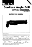 Makita CORDLESS ANGLE DRILL DA390D Instruction manual