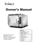 Veloci High Speed Commercial Combination Oven Owner`s manual