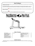 Aerobics PaceMaster Specifications