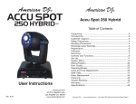 American DJ Accu Spot 250 Hybrid Specifications