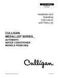 Culligan Medallist Series Operating instructions