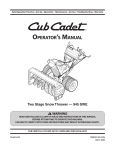 Cub Cadet 945 SWE Two-Stage Snow Thrower Operator`s manual