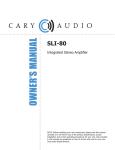 Cary Audio Design SLI 80 Owner`s manual