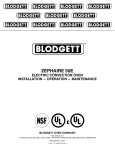 Blodgett ZEPHAIRE-E Specifications