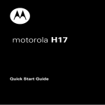 Motorola H17 - Headset - Monaural User`s guide