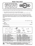 Woodstock SHOP FOX W1754S  insert Owner`s manual