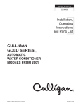 Culligan 2001 Gold Series Operating instructions