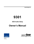 Cobalt Digital Inc AES Audio Delay 9301 Owner`s manual