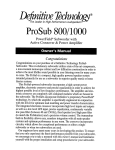 Definitive Technology ProCinema 400 System Owner`s manual