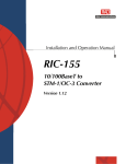 RAD Data comm 10/100BaseT to STM-1/OC-3 Converter RIC-155 Specifications