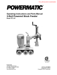 Powermatic 3-Roll Powered Stock Feeder PF3-JR Operating instructions