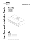 Zephyr CACHE CCA-E30ASX Use Installation guide