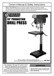 Central Machinery bench drill press Owner`s manual