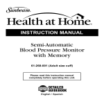 MABIS Semi-Automatic Blood Pressure Monitor Instruction manual