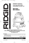 RIDGID WD1450EX0 Owner`s manual