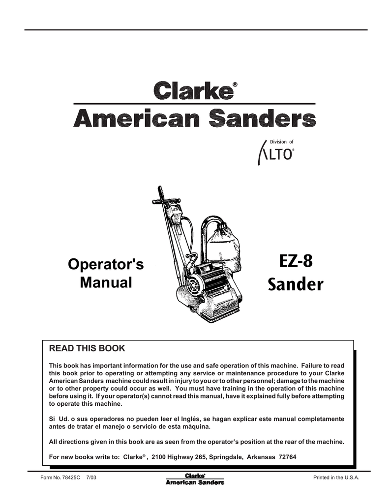 Clarke 07057a Operator S Manual