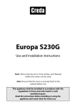 Creda EUROPA S230G Technical data