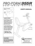 ProForm PFEX38490 User`s manual