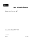 ControlStation NT Models WTA/WTE User`s Manual