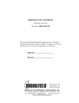 BROOKFIELD DIAL VISCOMETER Operating Instructions Manual