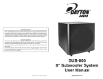 Dayton Audio SUB-800 User`s Manual