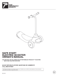 SAFE START ELECTRIC SCOOTER OWNER`S MANUAL