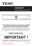 Teac HDR3500T Operating Instructions Manual