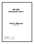 OE-200 Automatic Horn User`s Manual
