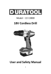 18V Cordless Drill User and Safety Manual