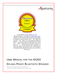 User MANUAL FOR THE AX320 SPLASH