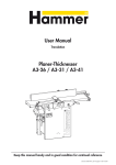 User Manual Planer-Thicknesser A3-26 / A3-31 / A3-41