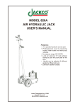AIR HYDRAULIC JACK USER`S MANUAL MODEL 820A