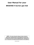 User Manual for your BKG64SS 4 burner gas hob
