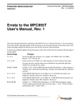 Errata to the MPC855T User`s Manual, Rev. 1