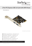 2 Port PCI Express USB 3.0 Card with SATA Power