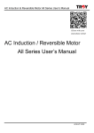 AC Induction / Reversible Motor All Series User`s Manual