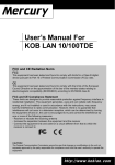 User`s Manual For KOB LAN 10/100TDE
