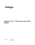 Dialogic Vision 1000 Programmable Media Platform User`s Manual