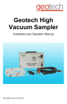 Geotech High Vacuum Sampler Installation and Operation Manual