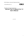 German Text To Speech Ver 1.0 User`s Manual
