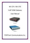 MV-374 / MV-378 VoIP GSM Gateway User Manual PORTech