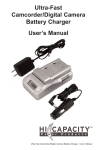 Ultra-Fast Camcorder/Digital Camera Battery Charger User`s Manual