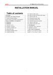 INSTALLATION MANUAL Table of contents