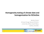 Homogeneity testing of climate data and homogenization for