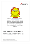 User MANUAL FOR THE AX310 PORTABLE BLUETOOTH SPEAKER