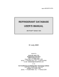 Refrigerant Database User`s Manual